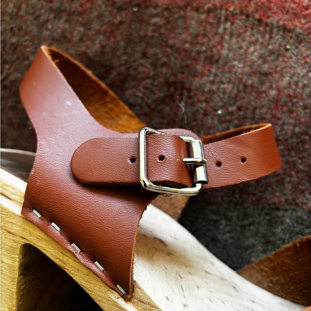 Brown MIA Sweden Leather Mules with Chunky Platform Sole - Sz 39 - Picture 5 of 6